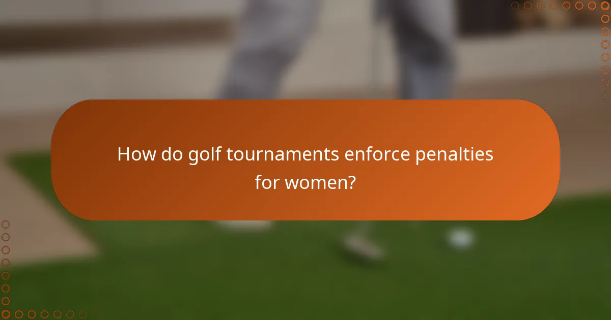 How do golf tournaments enforce penalties for women?